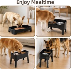 Casfuy 4 Adjustable Height 3-in-1 Stainless Steel Food Licking Plate BPA-Free Plastic Dog Elevated Bowl, 7.25-cup slide 2 of 7