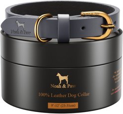 Noah & Paw Genuine Leather Dog Collar, Dark Blue, 9 to 12-in neck, 1/2-in wide