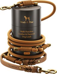 Noah & Paw Genuine Leather Hands-Free Dog Leash, Camel, 8-ft long, 1 1/2-in wide