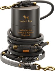 Noah & Paw Genuine Leather Hands-Free Dog Leash, Grey, 8-ft long, 1 1/2-in wide