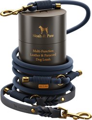 Noah & Paw Genuine Leather Hands-Free Dog Leash, Dark Blue, 8-ft long, 1 1/2-in wide