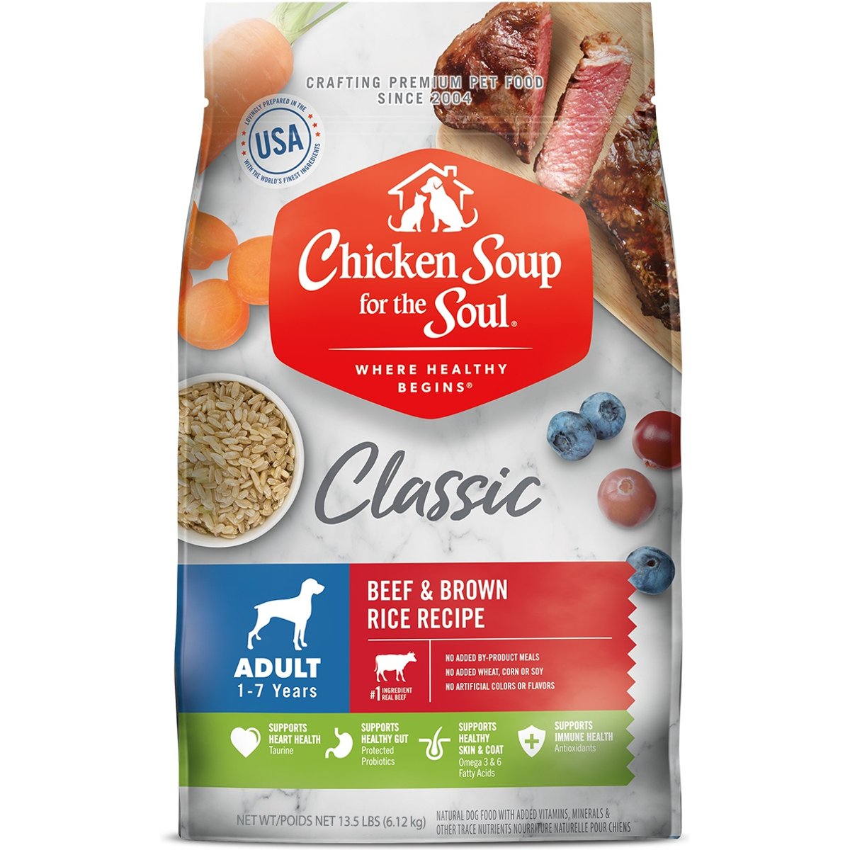 Chicken Soup for the Soul Beef & Brown Rice Recipe Adult Dry Dog Food, 13.5-lb bag
