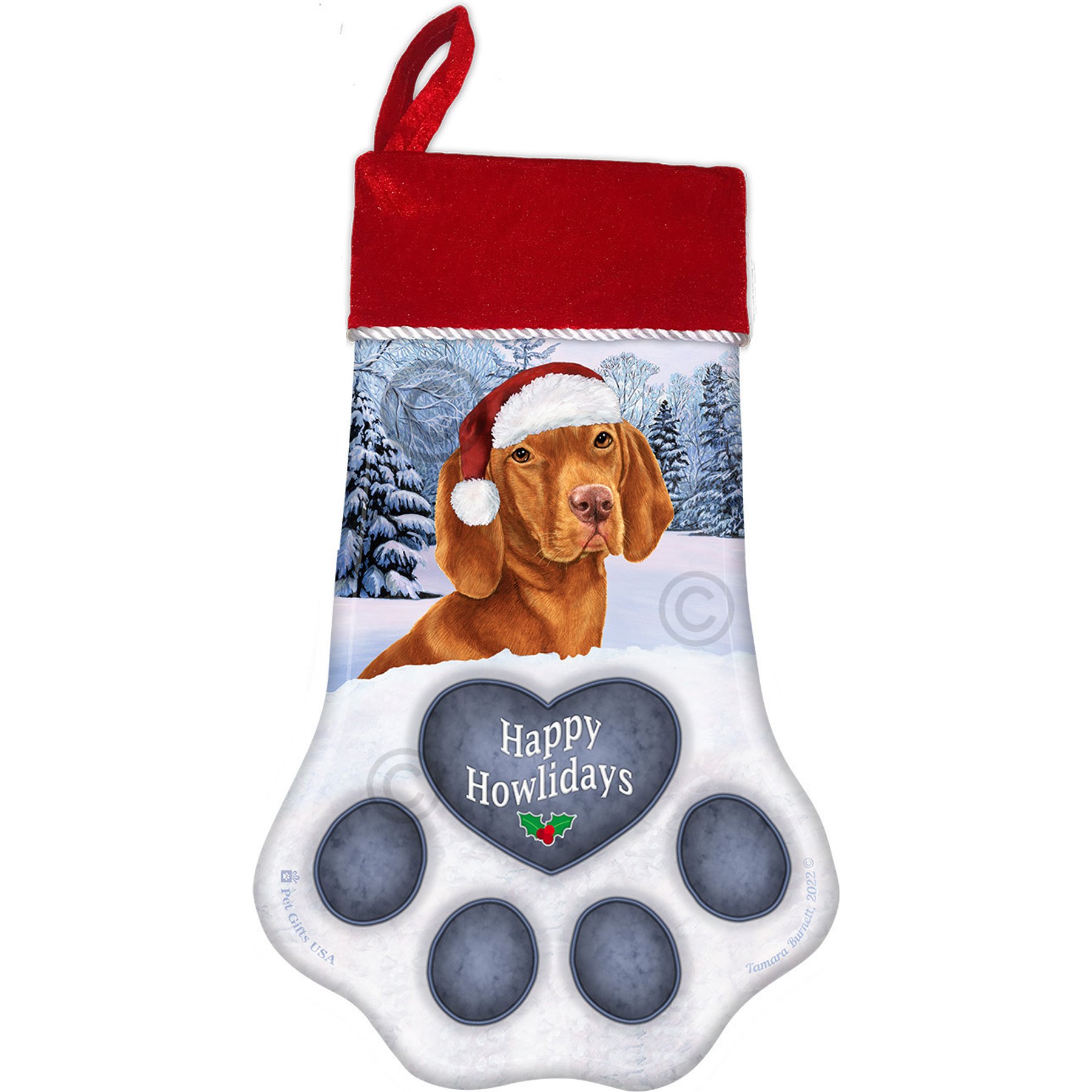 Pet Gifts USA Vizsla Christmas Stocking, 17 x 10.5-in