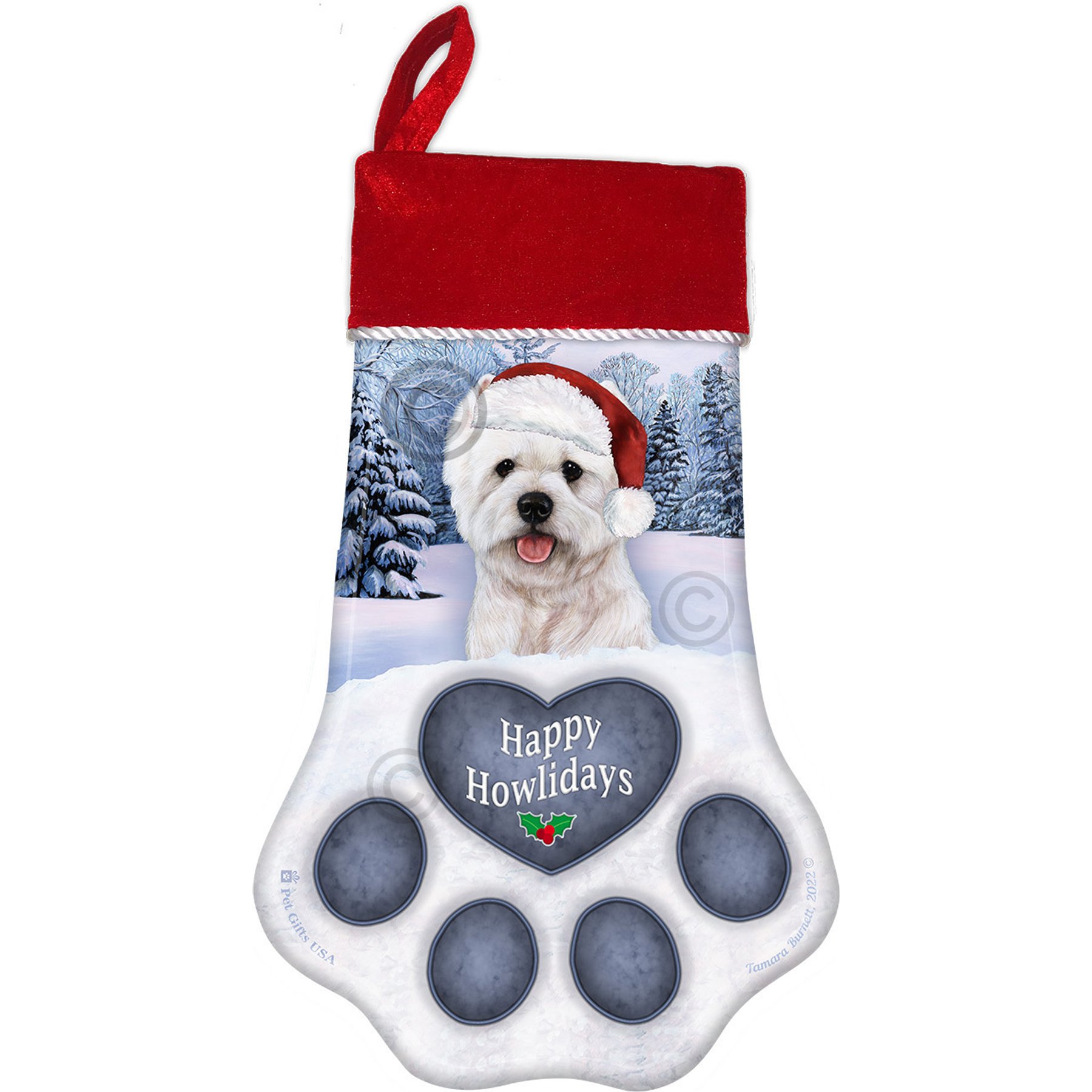 Pet Gifts USA Westie 1 Christmas Stocking, 17 x 10.5-in