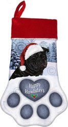 Pet Gifts USA Pug Black Christmas Stocking, 17 x 10.5-in