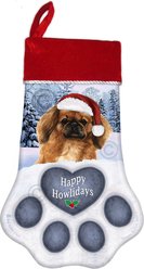 Pet Gifts USA Pekingese Brown Christmas Stocking, 17 x 10.5-in