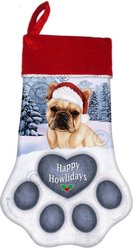 Pet Gifts USA French Bulldog Cream Christmas Stocking, 17 x 10.5-in