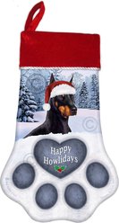 Pet Gifts USA Doberman Black Cropped Christmas Stocking, 17 x 10.5-in