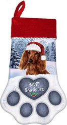 Pet Gifts USA Dachshund Longhair Red Christmas Stocking, 17 x 10.5-in