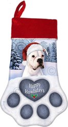 Pet Gifts USA Boxer White Drop Christmas Stocking, 17 x 10.5-in