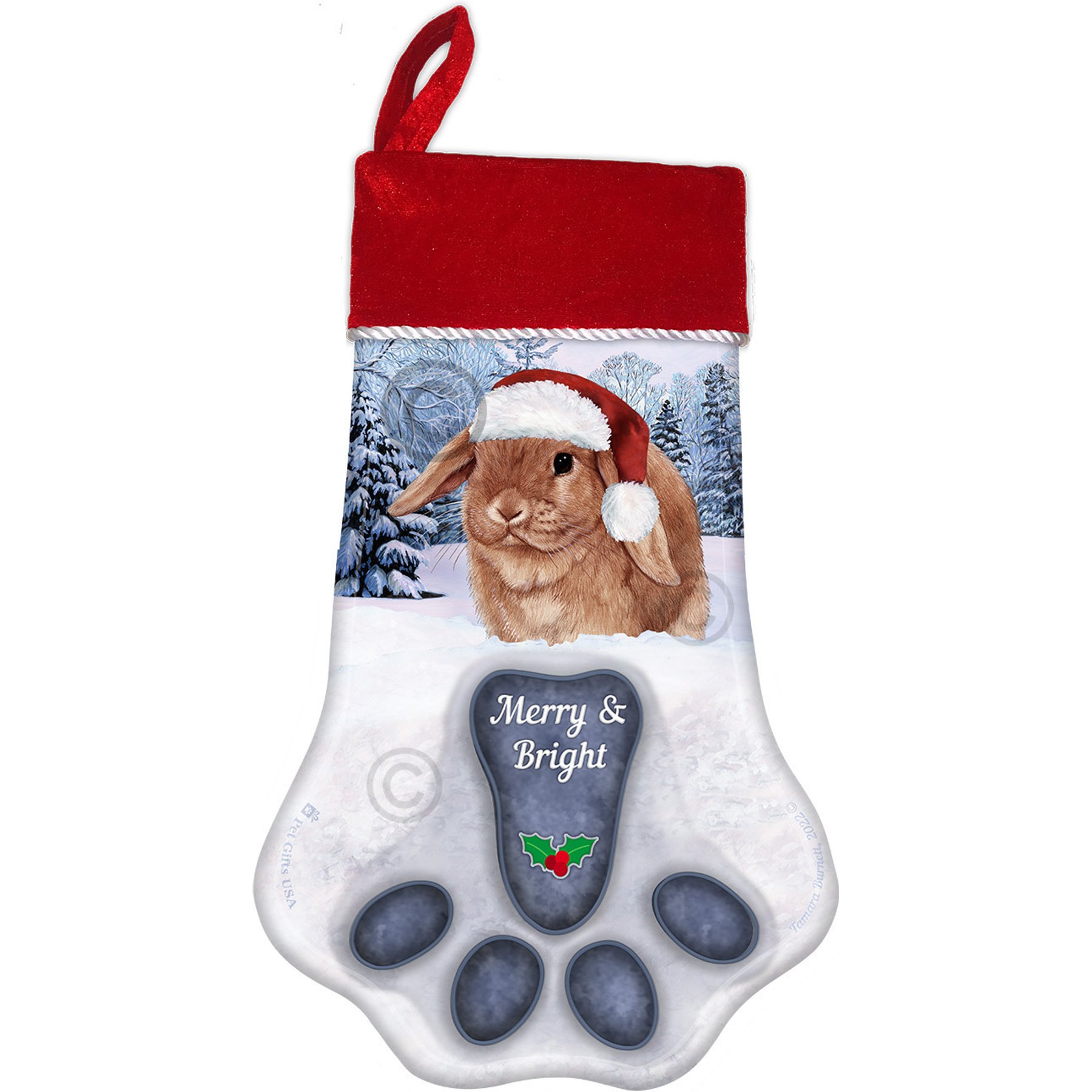 Pet Gifts USA Rabbit Mini Lop Cinnamon Christmas Stocking, 17 x 10.5-in