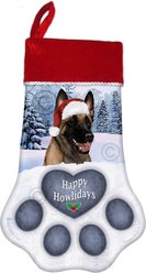 Pet Gifts USA Belgian Malinois Fawn Smiling Christmas Stocking, 17 x 10.5-in