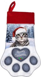 Pet Gifts USA Tabby Silver Christmas Stocking, 17 x 10.5-in