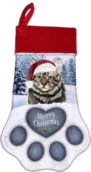 Pet Gifts USA Maine Coon Silver Tabby Christmas Stocking, 17 x 10.5-in