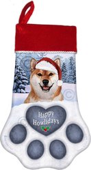 Pet Gifts USA Shiba Inu Red & White Christmas Stocking, 17 x 10.5-in