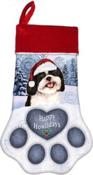 Pet Gifts USA Shih Tzu Black & White Christmas Stocking, 17 x 10.5-in
