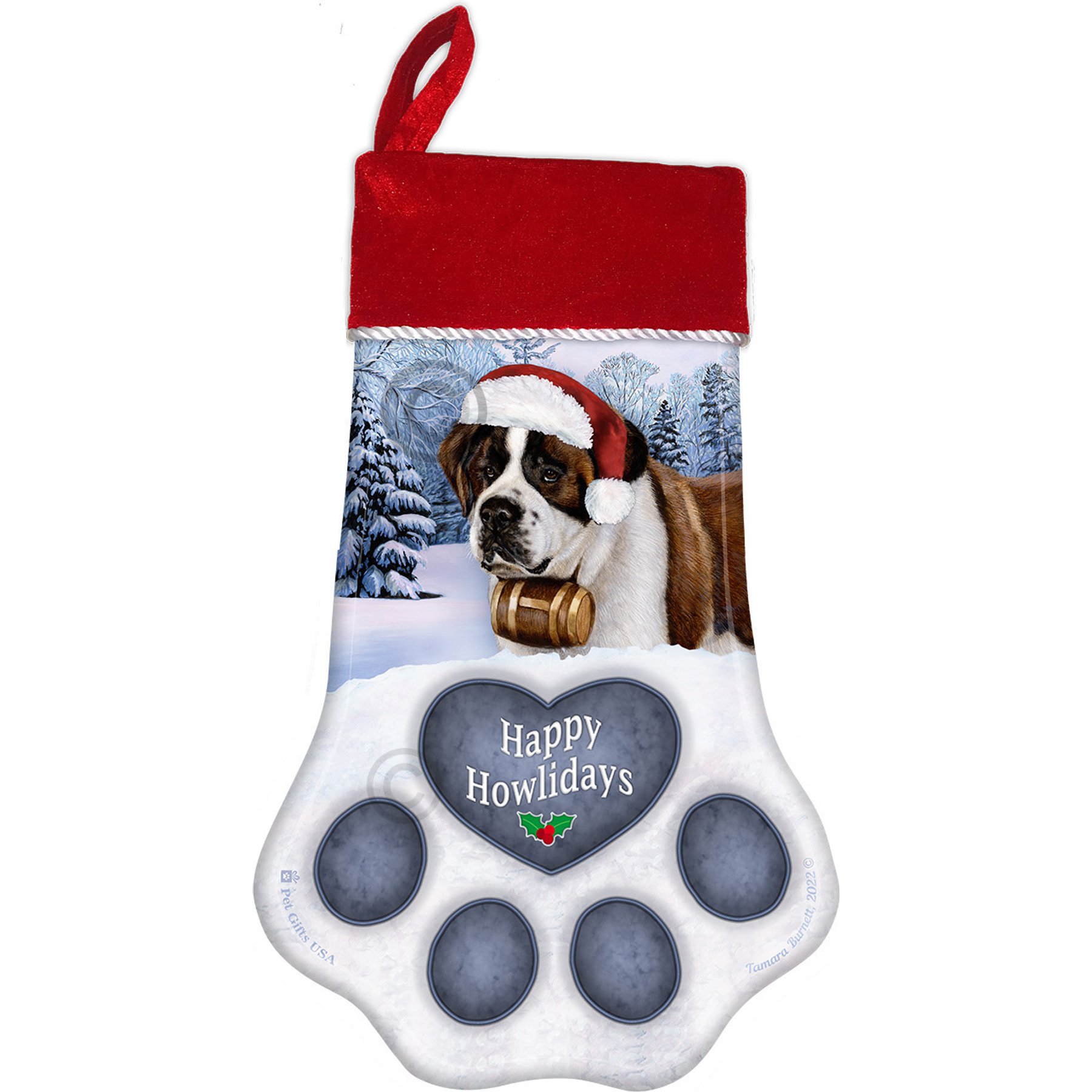 Pet Gifts USA Saint Bernard Christmas Stocking, 17 x 10.5-in