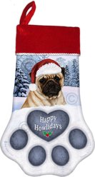 Pet Gifts USA Pug Fawn Christmas Stocking, 17 x 10.5-in