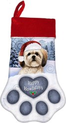 Pet Gifts USA Lhasa Apso Brown Christmas Stocking, Brown, 17 x 10.5-in