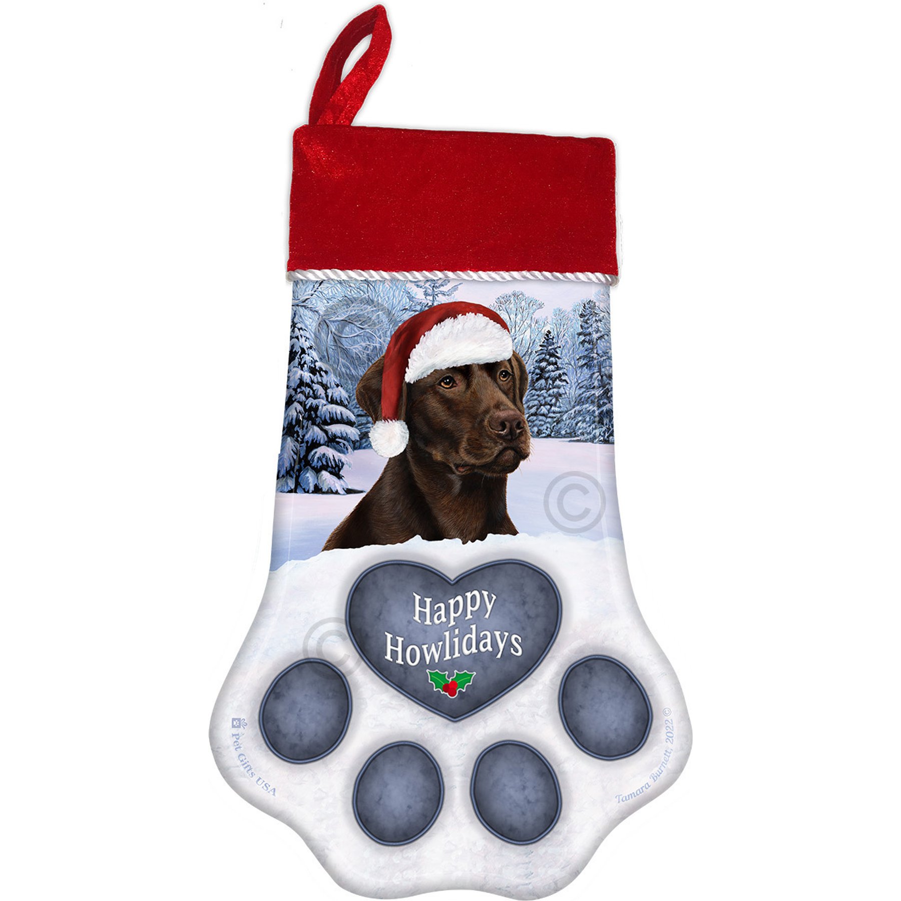 Pet Gifts USA Labrador Retriever American Chocolate Christmas Stocking, 17 x 10.5-in