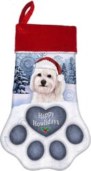 Pet Gifts USA White Havanese Christmas Stocking, 17 x 10.5-in