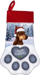 Pet Gifts USA Red Style Doberman 1 Cropped Christmas Stocking, 17 x 10.5-in