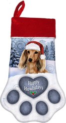 Pet Gifts USA Dachshund Longhair English Cream Christmas Stocking, 17 x 10.5-in