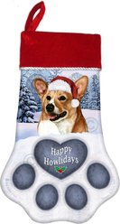 Pet Gifts USA Tan & White Corgi Pembroke Christmas Stocking, 17 x 10.5-in