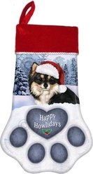 Pet Gifts USA Chihuahua Longhair Tri Christmas Stocking, 17 x 10.5-in