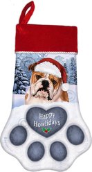Pet Gifts USA Tan & White English Bulldog Christmas Stocking, 17 x 10.5-in