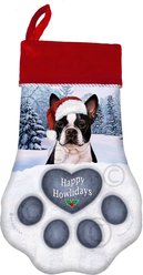 Pet Gifts USA Black & White Boston Terrier Christmas Stocking, 17 x 10.5-in