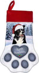 Pet Gifts USA Black & White Border Collie Christmas Stocking, 17 x 10.5-in