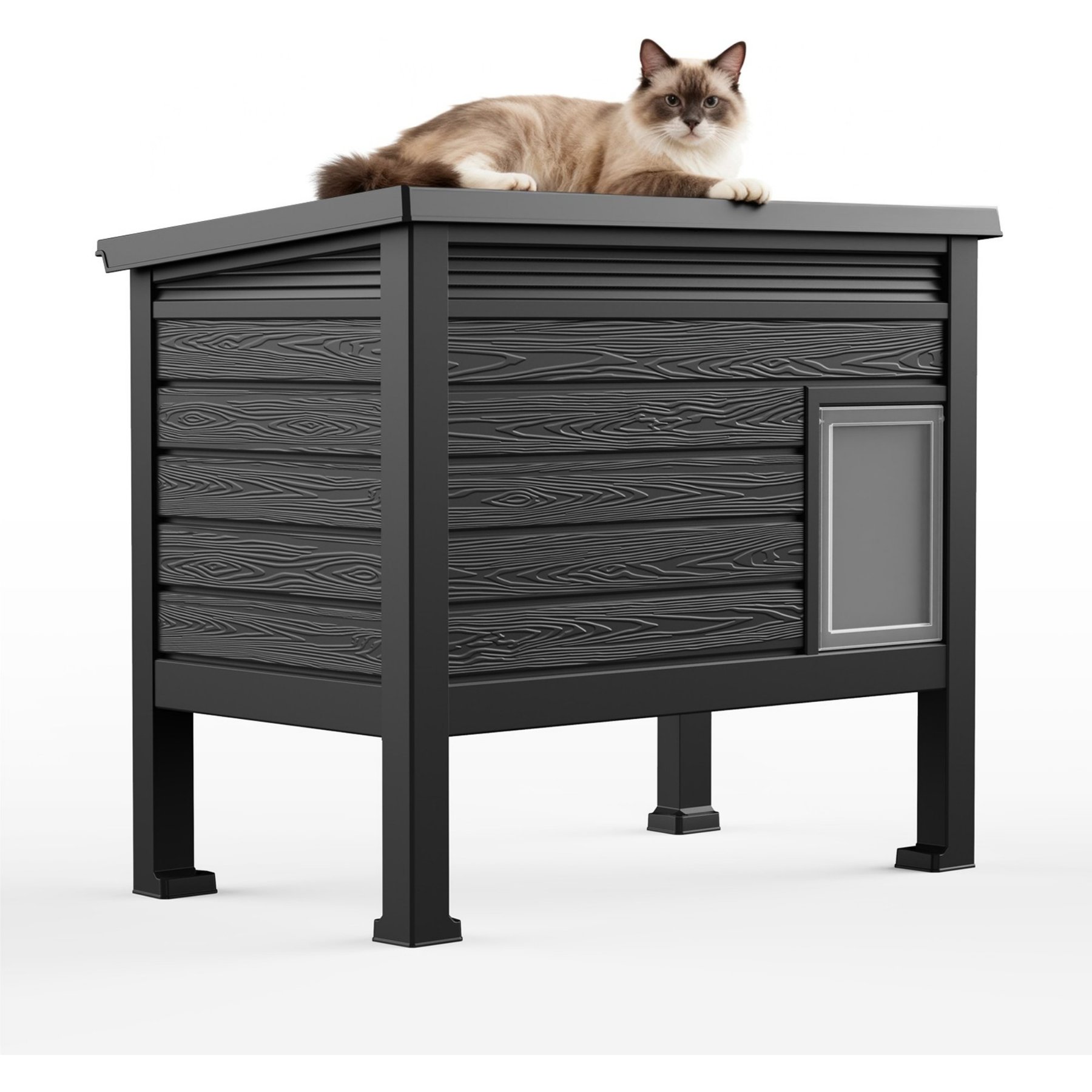 Bencmate Outdoor Cat House, Black