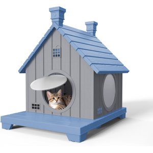 OWNPETS Coated-Metal Outdoor Heated Cat House, Olive Green, X