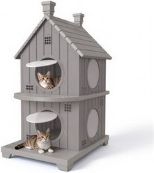 Bencmate Multi Tier Indoor Cozy Cottage Style Cat House, Brown