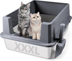 Bartuke Stainless Steel High Sided Leak-Proof Pan Cat Litter Box, 27.6 x 19.7 x 11.8-in, Dark Grey
