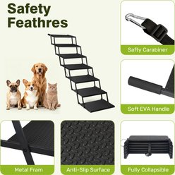 Niubya 7-Step Foldable Adjustable Height Dog Car Ramp, Black, 37.5-in slide 2 of 9
