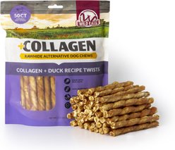 Wild Eats Value Pack 1-inch Duck Flavor Collagen Twist Style Cheek Rolls Hard Dog Chews, 50 count
