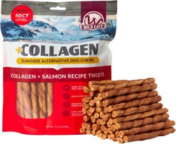 Wild Eats Value Pack 1-inch Salmon Flavor Collagen Twist Style Cheek Rolls Hard Dog Chews, 50 count