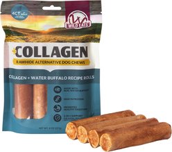 Wild Eats 5-inch Water Buffalo Flavor Collagen Retriever Style Cheek Rolls Hard Dog Chews, 4 count