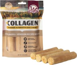 Wild Eats 5-inch Venison Flavor Collagen Retriever Style Cheek Rolls Hard Dog Chews, 4 count