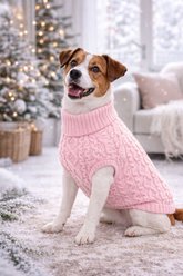 Parisian Pet Cable Knit Sweater Dog, Pink, Medium slide 2 of 4