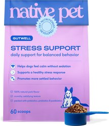 Native Pet Stress Support Anxiety Relief & Calming Gutwell with Prebiotics, Probiotics, & Postbiotics Supplement for Dogs, 12.7-oz bag