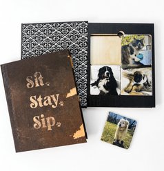 Thirty-Six Degree Sit Stay Sip Personalized Dog Coaster Book