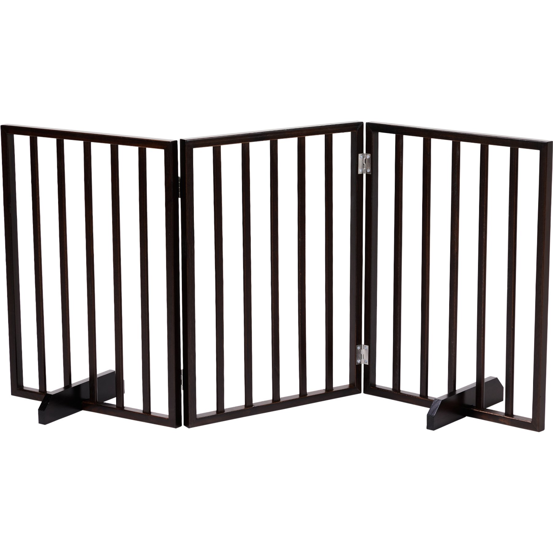 Winado 24-in Foldable Solid Wood Freestanding Dog Gate, Dark Brown
