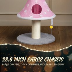 Winado 59-in Plush Christmas-Themed Cat Tree with Hideaway Cubby, Pink slide 2 of 9