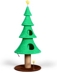 Winado 59-in Plush Christmas-Themed Cat Tree with Hideaway Cubby, Green
