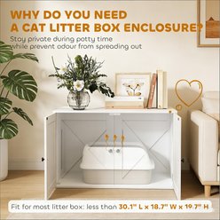 Bencmate Modern Hidden Cat Litter Box Enclosure, White slide 2 of 7