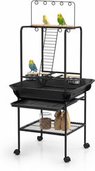 Little Pals Parrot Play Stand with Wheels, Black, 61-in