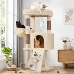 Globlazer 45-in Plush Condo Cat Tree, Beige